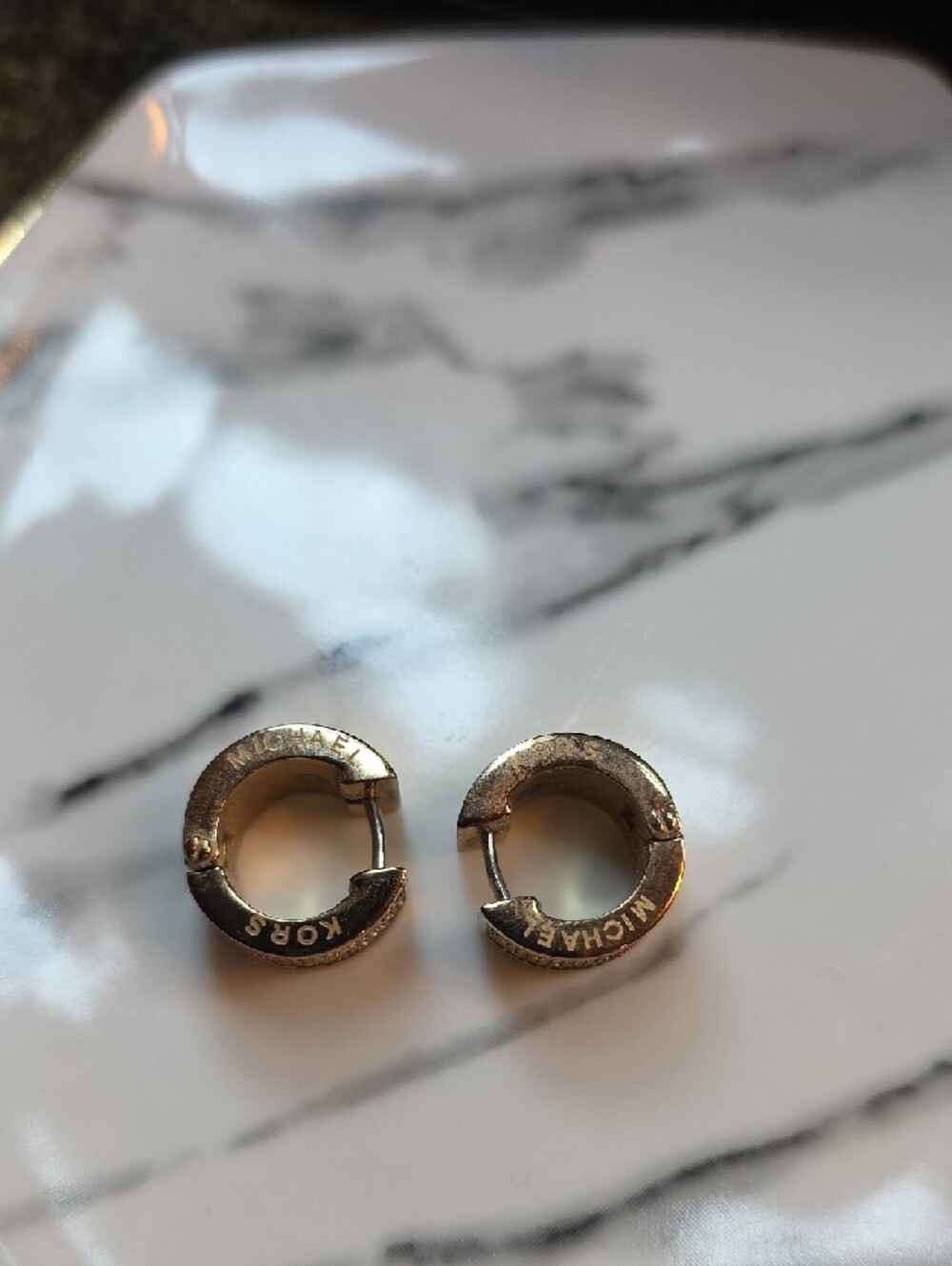 Michael Kors Rose Gold Pavé Huggie Hoops - Picture 3 of 6